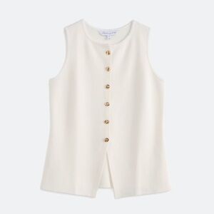White Sleeveless Button-Up Blouse